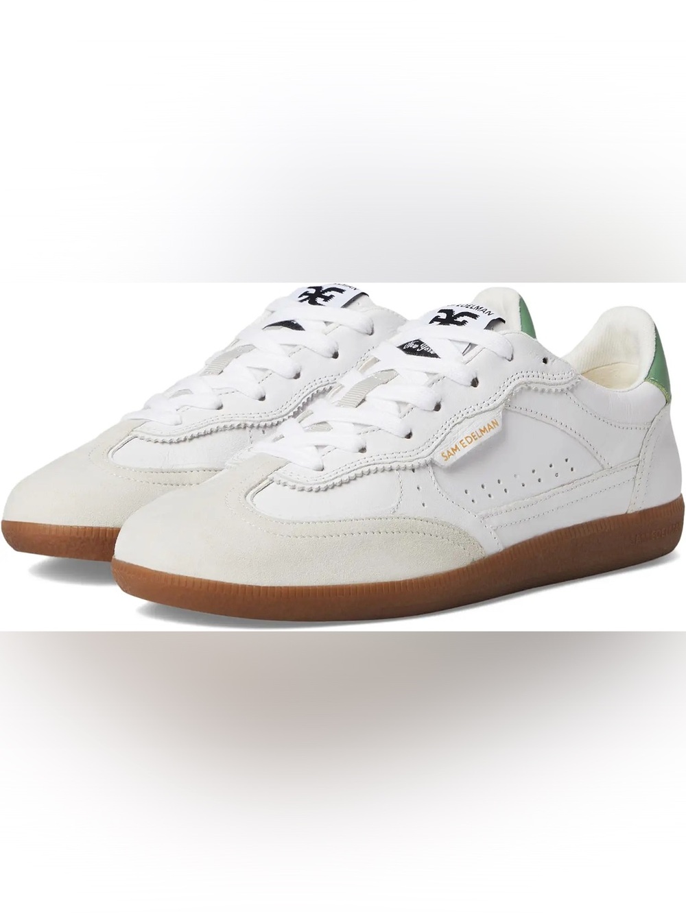 Sam Edelman White & Green Kallen Skater Sneaker Like New in Box! 9.5M Round Toe - Picture 7 of 16